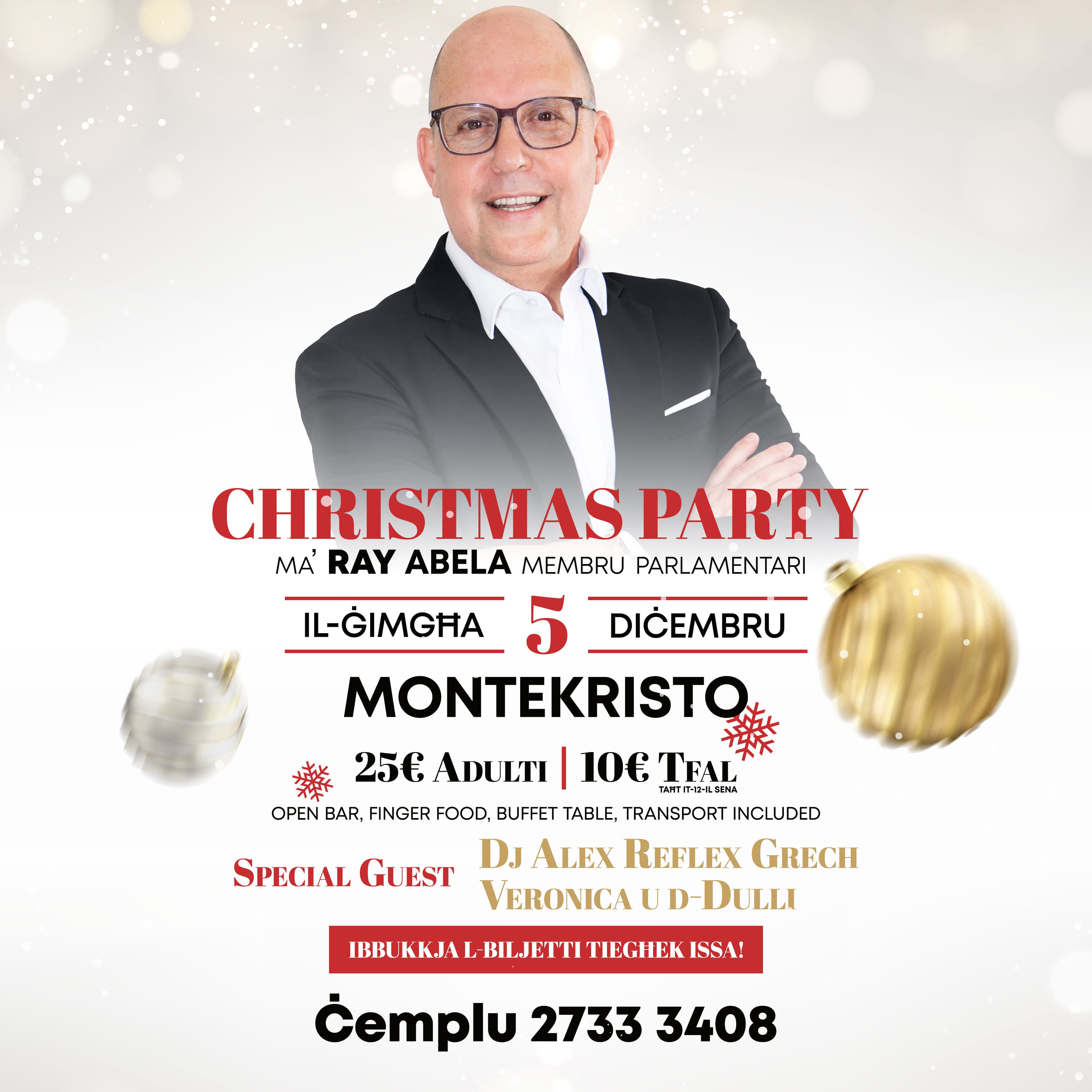 Ray Abela promozzjonali għal Attivitajiet futuri | Christmas Party, 05 Diċembru 2025, Siggiewi, Montekristo